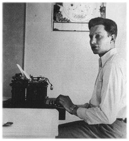 [Photo of the 18-year-old Ron at a typewriter]